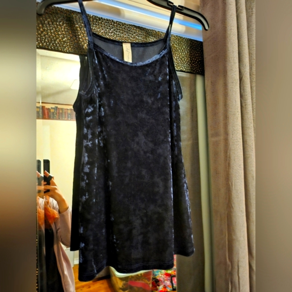 Allison Jay Navy Blue High Neck Velvet Tank Top Size XS